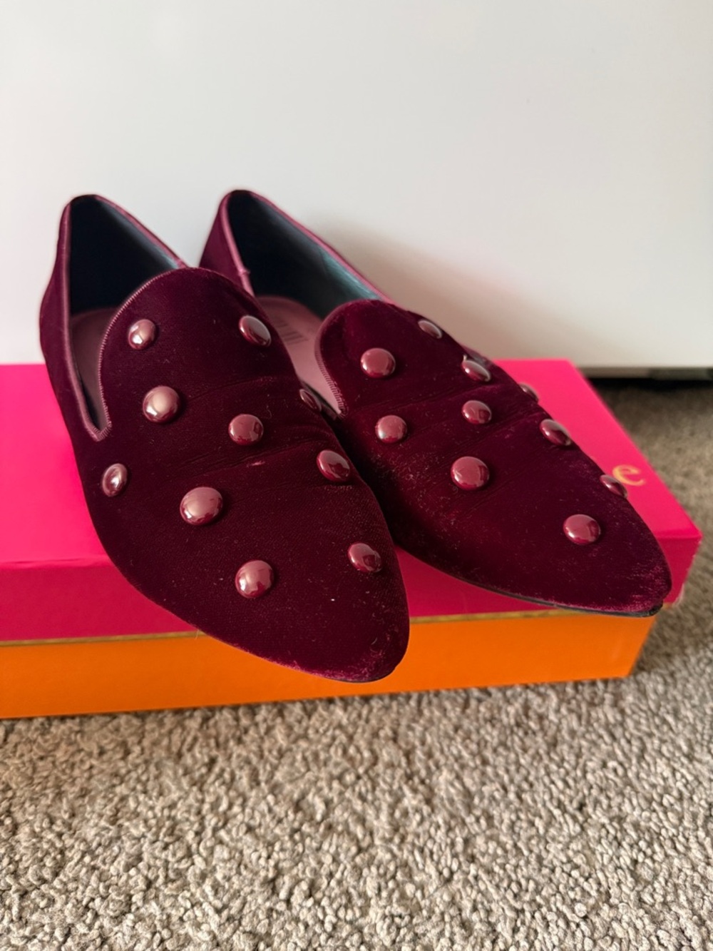 Esporre velvet burgundy studded flats